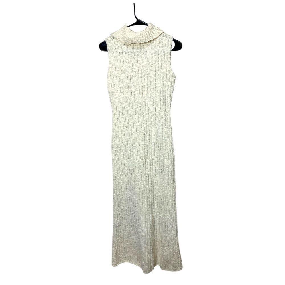 Vintage Jane Cream Sleeveless Turtleneck Maxi Sweater Dress‎ M